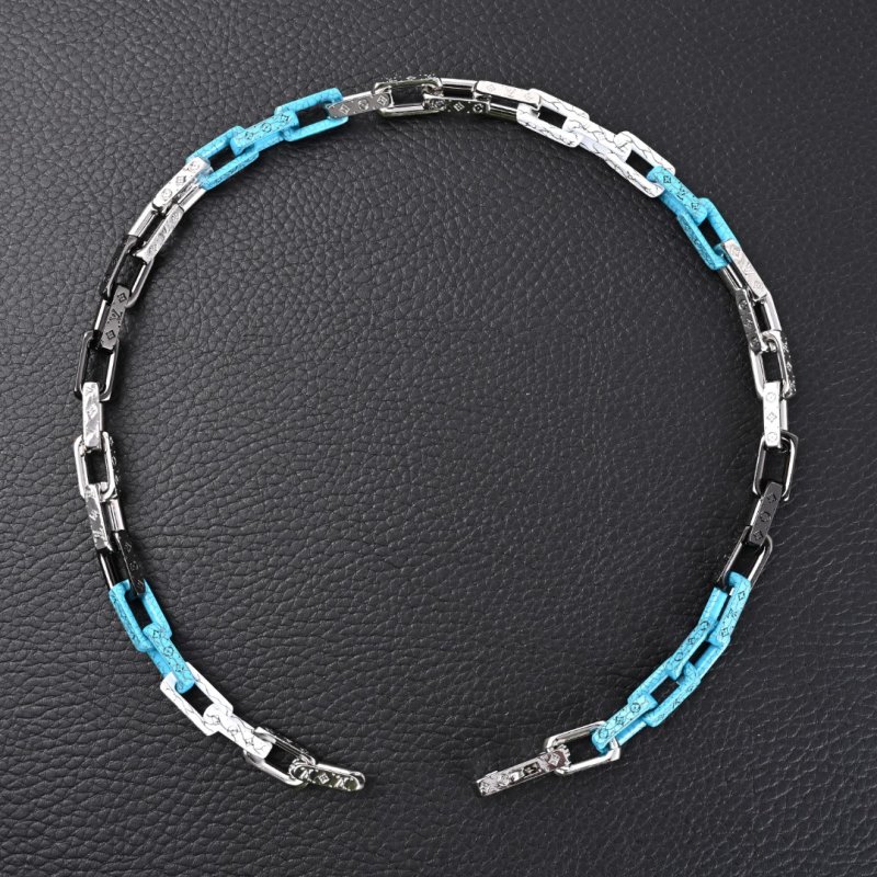 Louis Vuitton Monogram Chain Necklace - Silver/Blue view