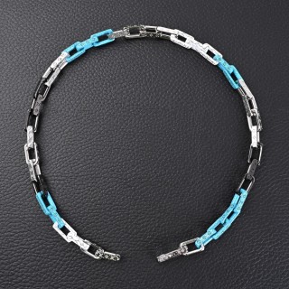 Louis Vuitton Monogram Chain Necklace - Silver/Blue view 2