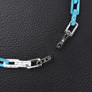 Louis Vuitton Monogram Chain Necklace - Silver/Blue view 4