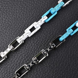 Louis Vuitton Monogram Chain Necklace - Silver/Blue view 5
