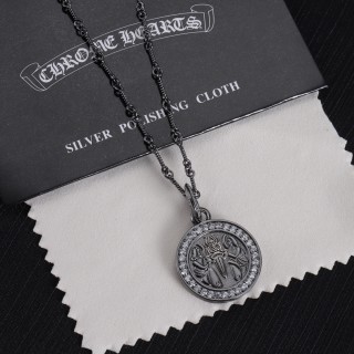 Chrome Hearts Silver Pendant Necklace Black