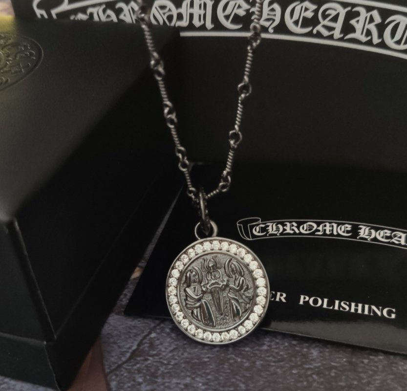 Chrome Hearts Silver Pendant Necklace Black view