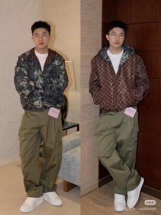 Louis Vuitton Monogram Camo Puffer Jacket Black view 13