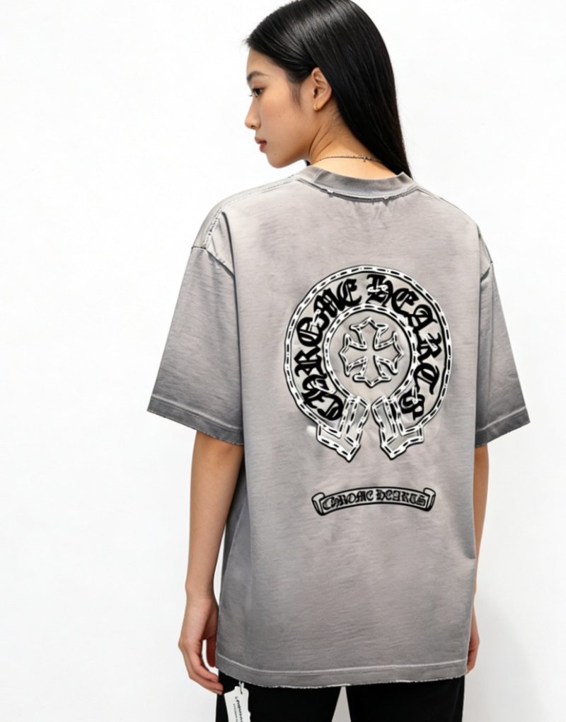 Chrome Hearts Horseshoe Cross Grey T-Shirt
