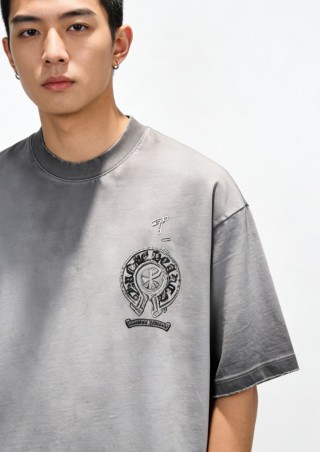 Chrome Hearts Horseshoe Cross Grey T-Shirt view 2