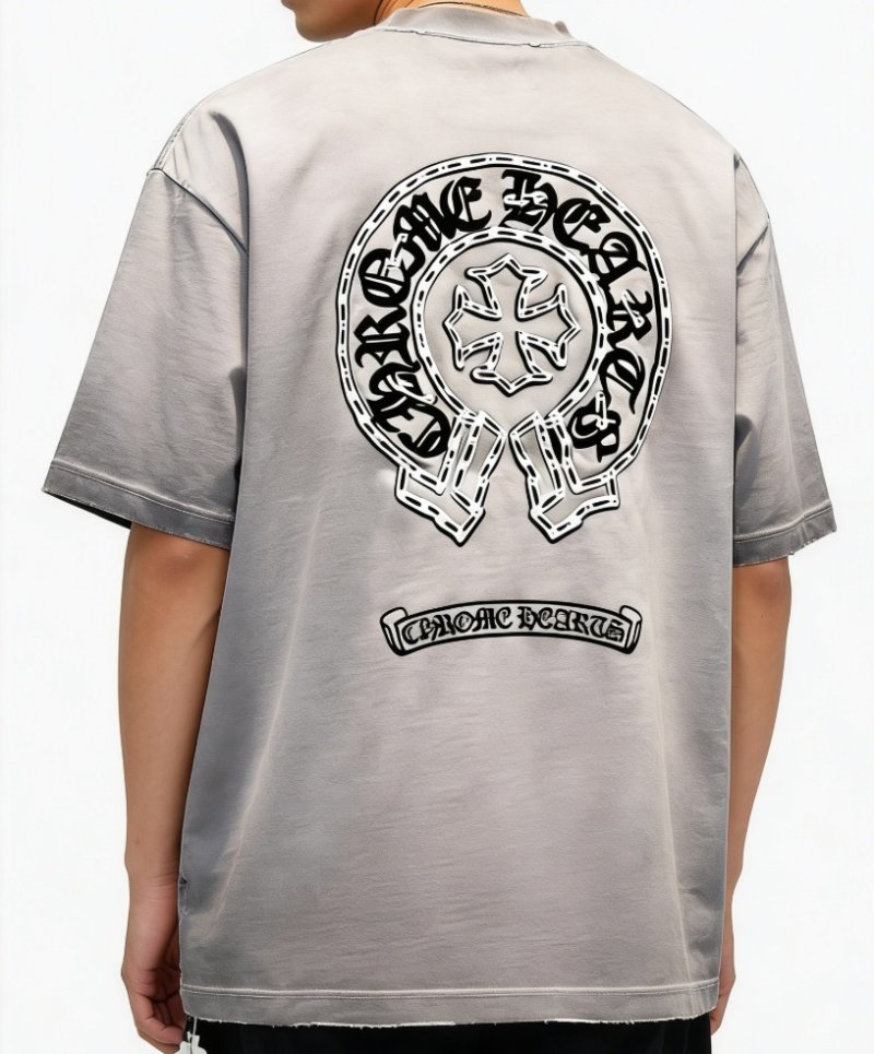 Chrome Hearts Horseshoe Cross Grey T-Shirt view