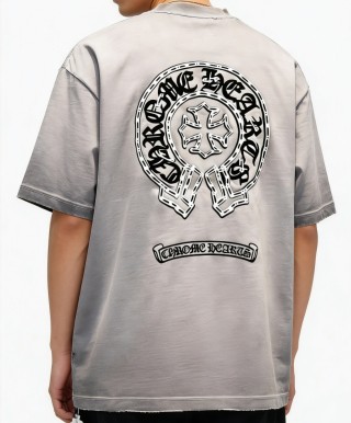 Chrome Hearts Horseshoe Cross Grey T-Shirt view 3