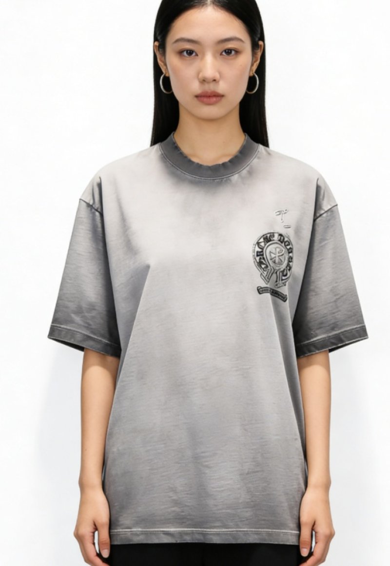 Chrome Hearts Horseshoe Cross Grey T-Shirt view