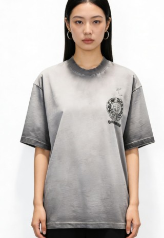 Chrome Hearts Horseshoe Cross Grey T-Shirt view 4