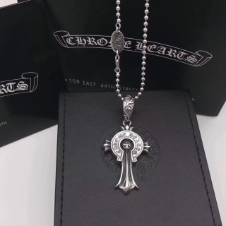 Chrome Hearts Classic Cross Horseshoe Silver Pendant Necklace view 2