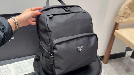 Prada Black Nylon Backpack with Triangle Logo