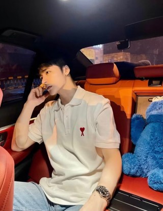 Ami Paris Heart Logo White Polo T-Shirt view 3
