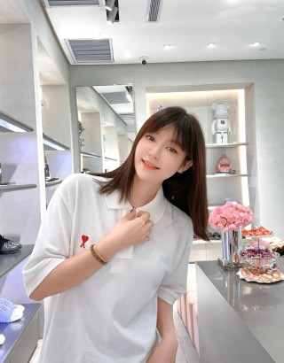 Ami Paris Heart Logo White Polo T-Shirt view 9