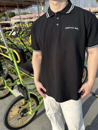 Essentials Black Polo T-Shirt with Ribbed Collar view 7