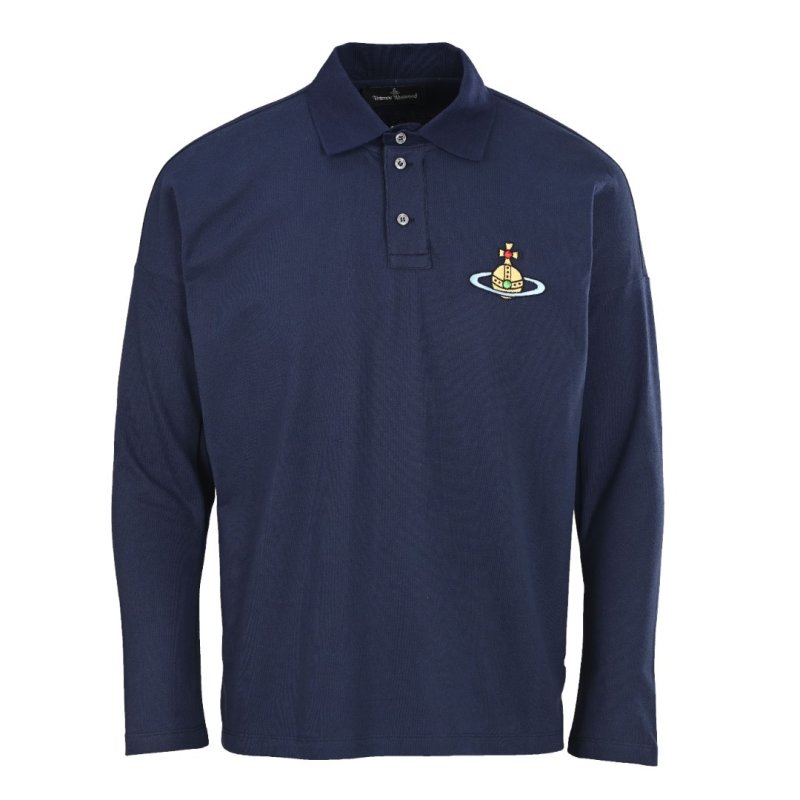 Vivienne Westwood Navy Orb Long-Sleeve Polo Shirt view