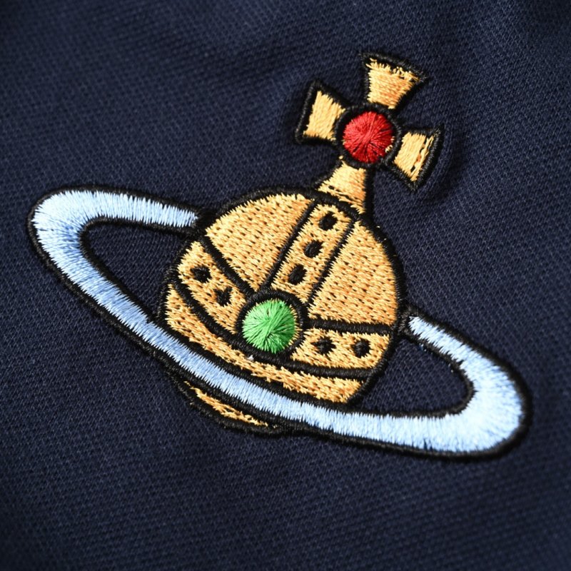 Vivienne Westwood Navy Orb Long-Sleeve Polo Shirt view
