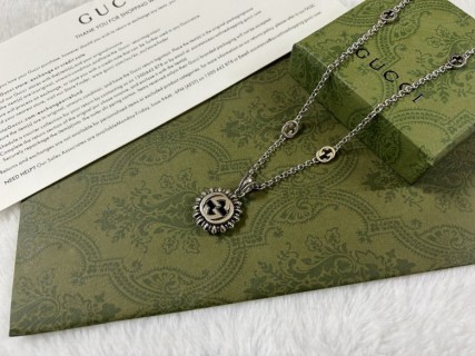 Gucci Double G Sunflower Silver Pendant Necklace 60cm view 5
