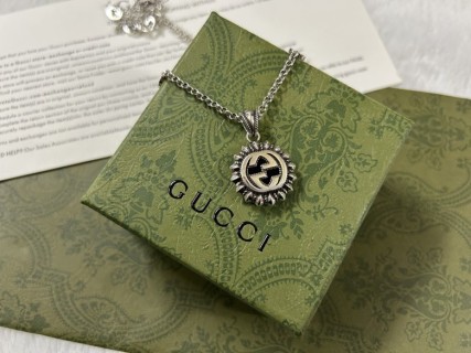 Gucci Double G Sunflower Silver Pendant Necklace 60cm view 7