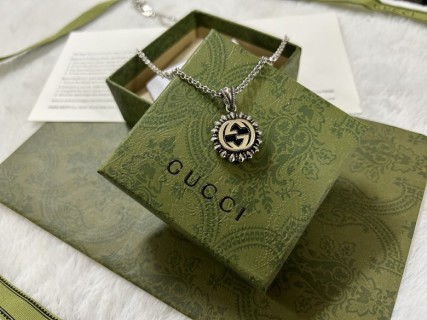 Gucci Double G Sunflower Silver Pendant Necklace 60cm view 8