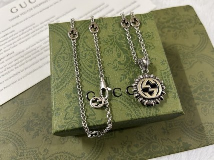 Gucci Double G Sunflower Silver Pendant Necklace 60cm view 9
