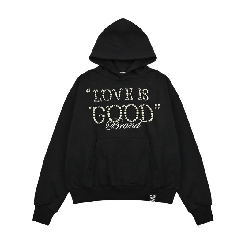 Black 'Love Good Drama' Rhinestone Cropped Hoodie view