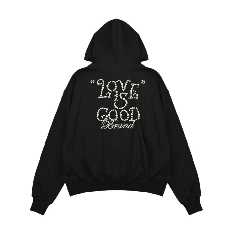 Black 'Love Good Drama' Rhinestone Cropped Hoodie view
