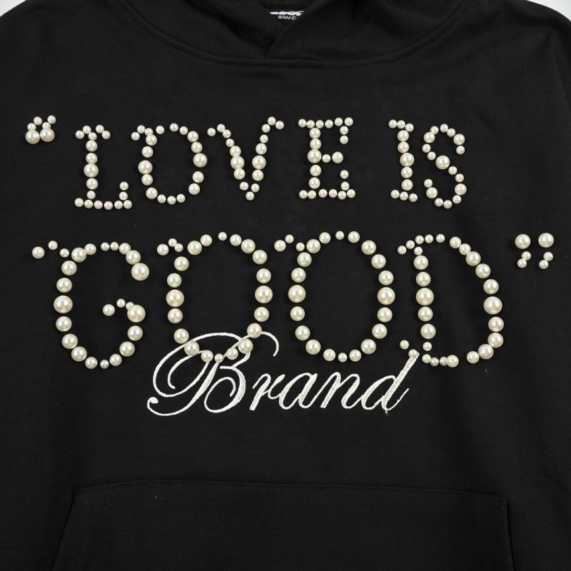 Black 'Love Good Drama' Rhinestone Cropped Hoodie view