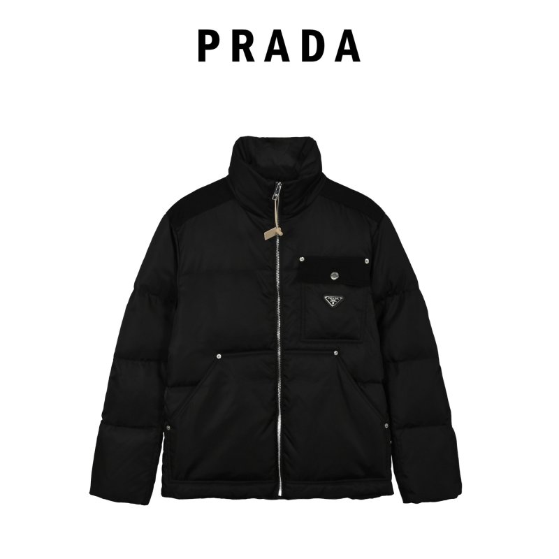 Prada Black Nylon Down Jacket with Chest Pocket view