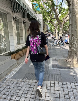 Black Graphic Print Short Sleeve T-Shirt Pink & White Logo view 4