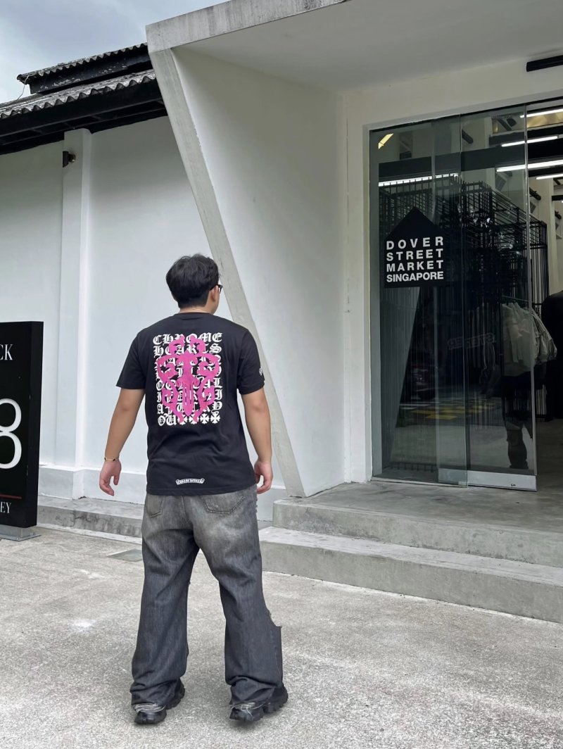 Black Graphic Print Short Sleeve T-Shirt Pink & White Logo view