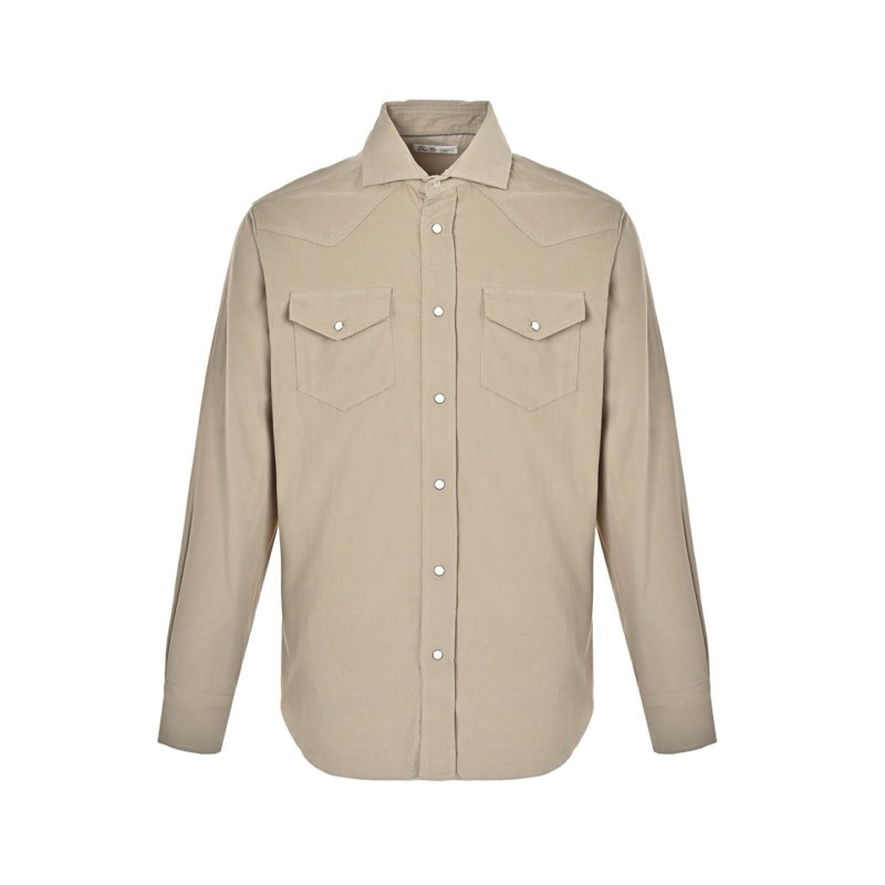 Beige Utility Pocket Button-Up Shirt