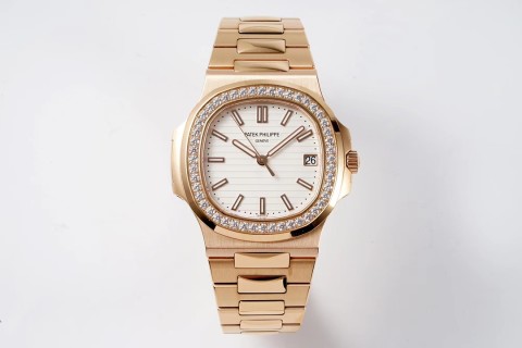 Patek Philippe Nautilus Rose Gold Diamond Bezel Watch