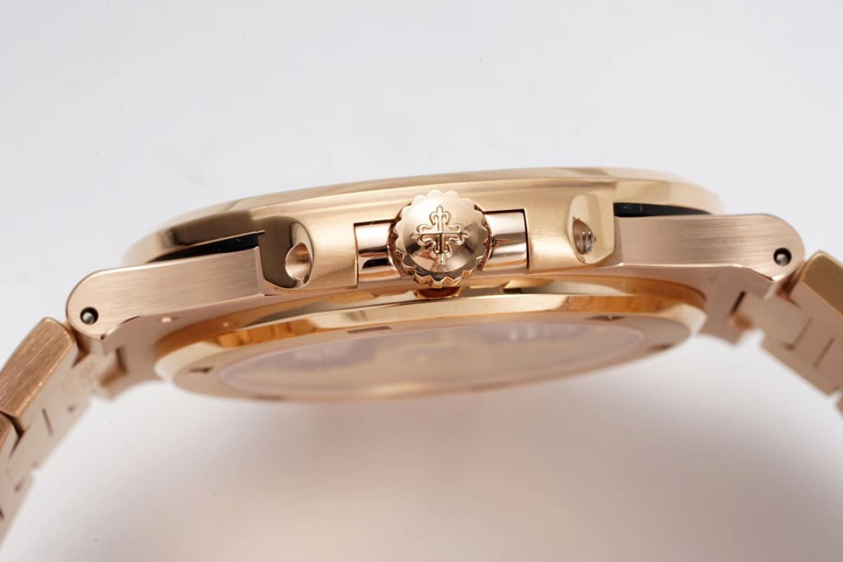 Patek Philippe Nautilus Rose Gold Diamond Bezel Watch view