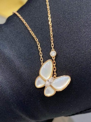 Van Cleef & Arpels Butterfly White Mother-of-Pearl Necklace view 5