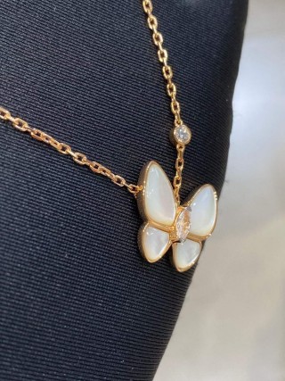 Van Cleef & Arpels Butterfly White Mother-of-Pearl Necklace view 8