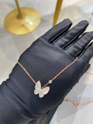 Van Cleef & Arpels Butterfly White Mother-of-Pearl Necklace view 9