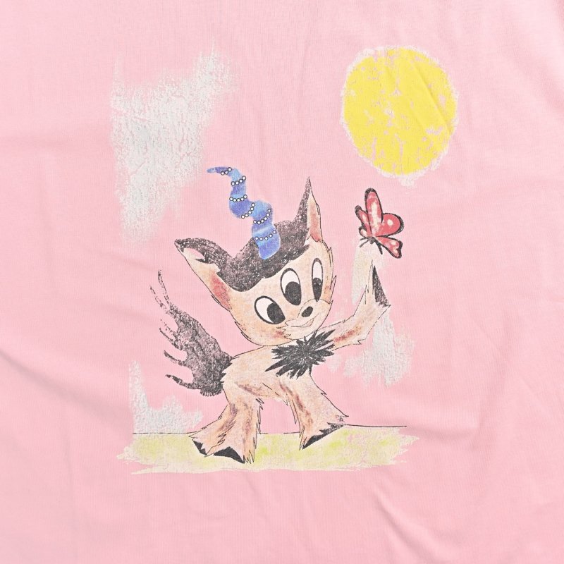 Pink Graphic Print Short Sleeve T-Shirt with Yellow Sun & Character Design view