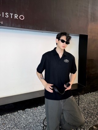 Stone Island Black Short-Sleeve Polo T-Shirt