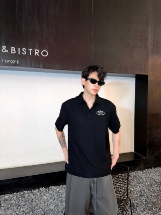 Stone Island Black Short-Sleeve Polo T-Shirt view 6