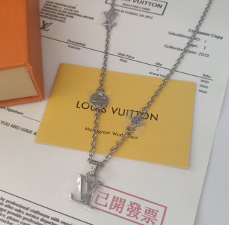 Louis Vuitton Dimension LV Pendant Silver Chain Necklace view 4