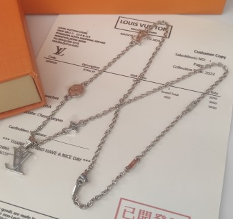 Louis Vuitton Dimension LV Pendant Silver Chain Necklace view 5