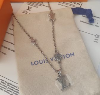 Louis Vuitton Dimension LV Pendant Silver Chain Necklace view 6