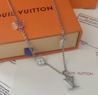 Louis Vuitton Dimension LV Pendant Silver Chain Necklace view 8