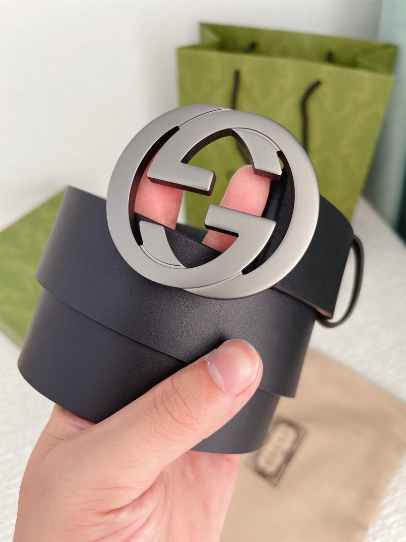 Gucci Double G 3.8cm Black Leather Belt
