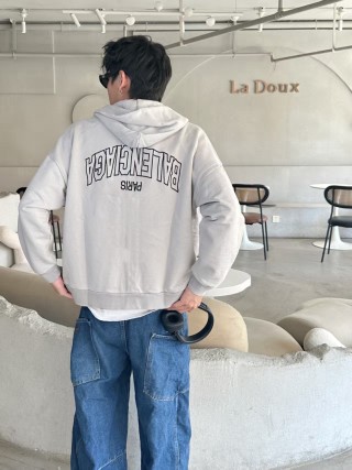 Cream Zip-Up Hoodie Sweatshirt view 6