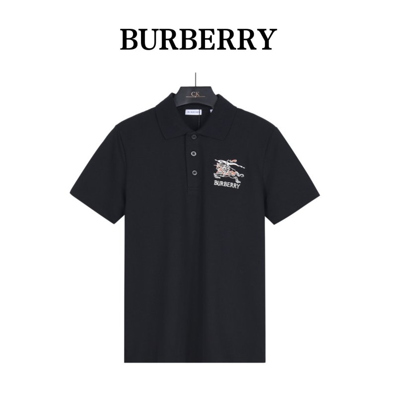 Burberry Black Polo Shirt with Logo Embroidery view