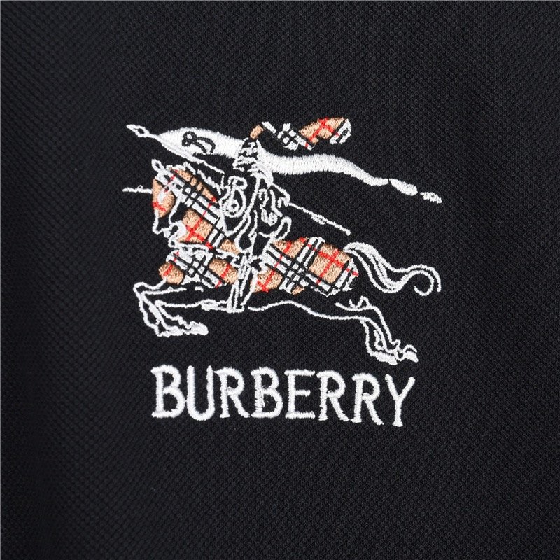 Burberry Black Polo Shirt with Logo Embroidery view