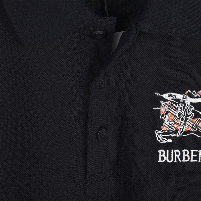 Burberry Black Polo Shirt with Logo Embroidery view
