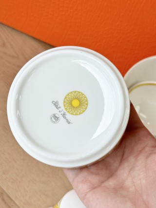 Hermès Inspired Yellow Striped Porcelain Bowl view 2
