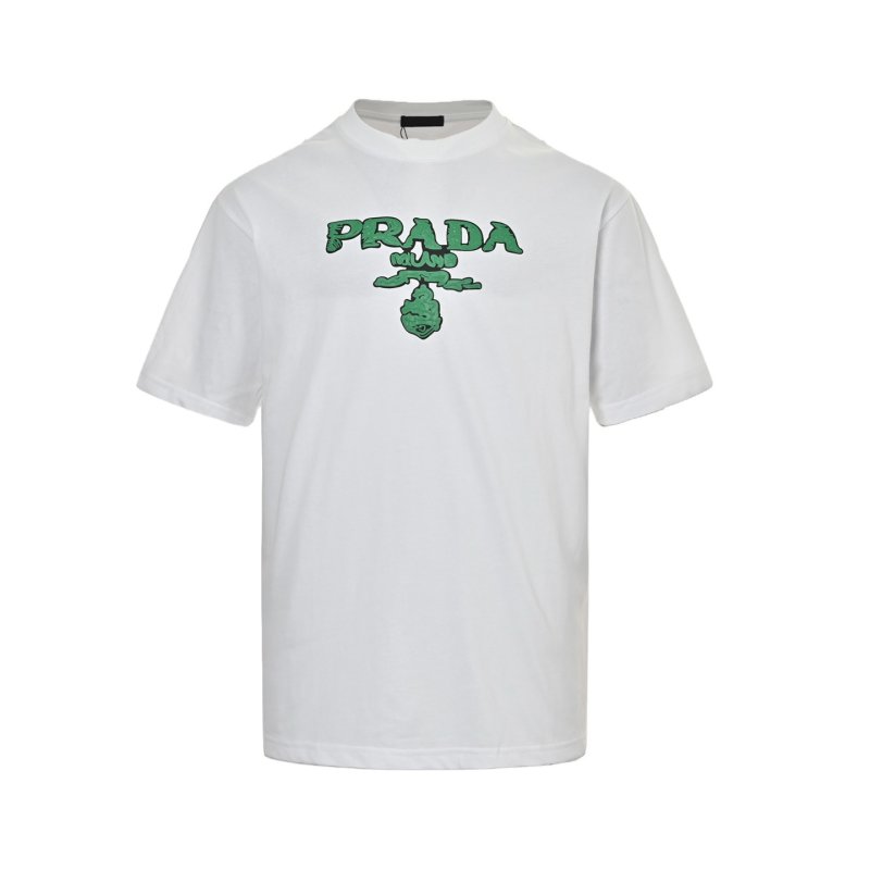 Prada Green Logo White T-Shirt view
